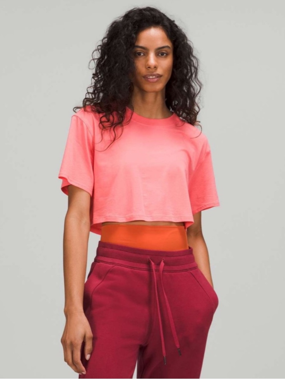 lululemon athletica Cropped Tee in Coral